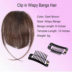Clip in Wispy Bangs, Dark Brown 6”